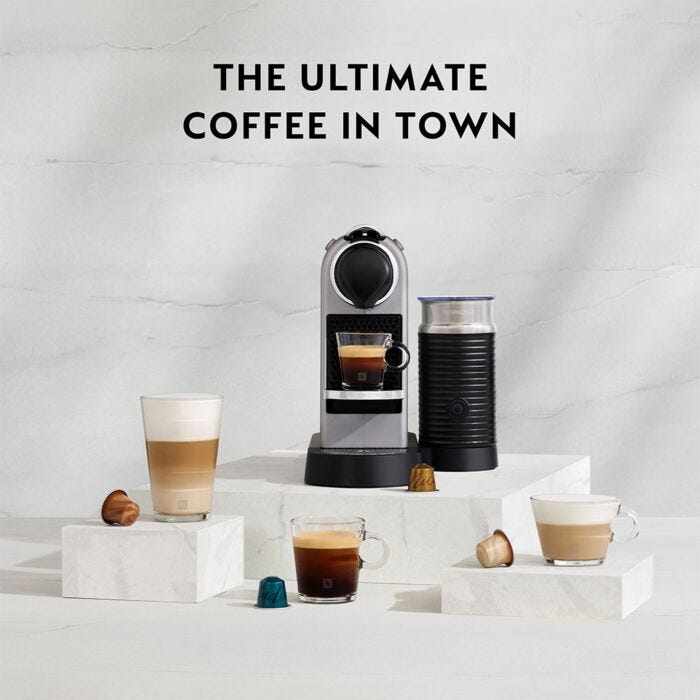 Nespresso CitiZ Automatic Espresso Machine with Aeroccino Milk Frother Silver C123 ZA SI NE2 Hirsch s
