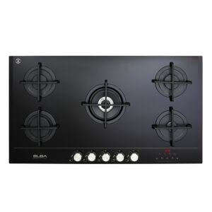 ELBA ELIO 90cm Black 5 Burner Gas On Glass Hob - 02/ELIO95GMATIK