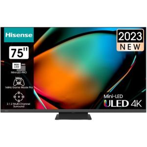 Hisense 190cm (75") Black U8K 144Hz 4K Smart Mini-LED Pro ULED TV With Quantum Dot & HDR - 75U8K