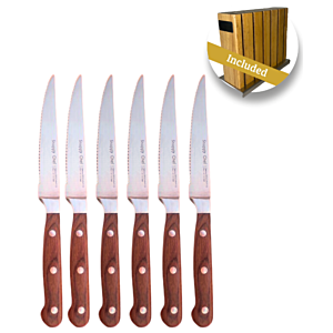 Snappy Chef 6pc Steak Knife + Block Set - SCKS006 