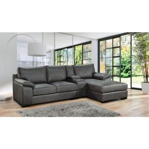 Dynasty Grey Cinema Chaise with console 