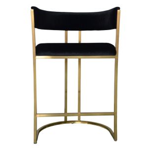 Jost Stainless Steel Gold Spray Bar Stool with Black Fabric - BC183