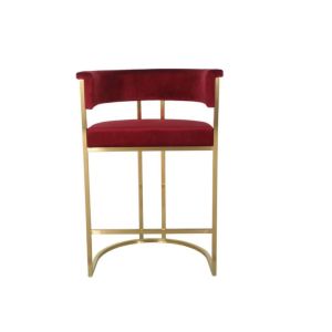 Jost Stainless Steel Gold Spray Bar Stool with Maroon Fabric - BC-185