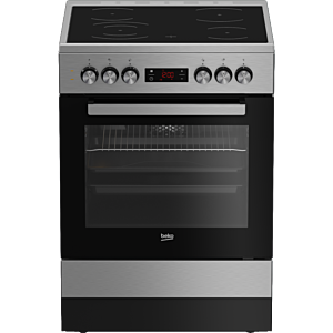 Beko 60cm Vitroceramic Inox (Stainless Steel) Free Standing Stove - FSE87310GX