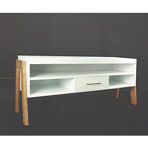 Athena Tv Stand  Two-Tone White & Flaked Oak 