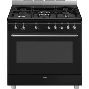 Smeg 90cm Black Cooker With Gas Hob - SSA91GGBL2