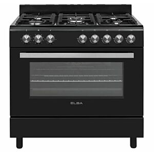 Elba Essential 90cm 5 Burner Gas Stove & Electric Oven Black-04/96CL827B