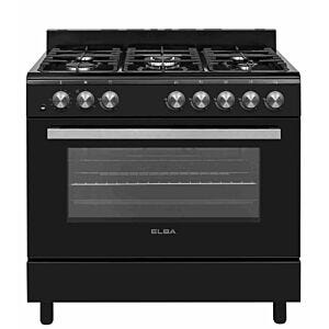 Elba Essential 90cm 5 Burner Gas Stove & Gas Oven Black-04/96CL828B