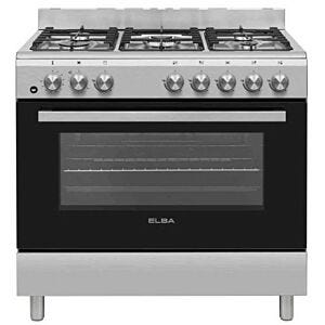 Elba Essential 90cm 5 Burner Gas Stove & Gas Oven Silver-04/96CL828