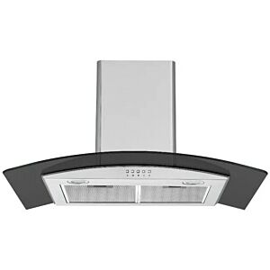 Falco 90cm Black Curved Wall Mount Extractor - FAL-90-38SG-B