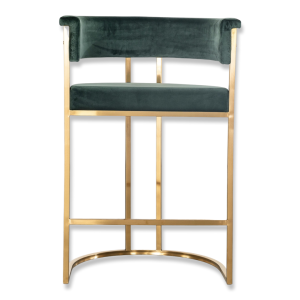 Gold Stainless Steel & Green Fabric Bar Stool - BC184 