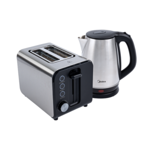 Midea Stainless Steel Deluxe Kettle & 2 Slice Toaster Breakfast Pack - MD-BP-17S30B-RW2L