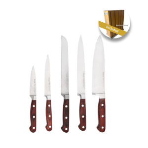 Snappy Chef 5pc Kitchen Knife Set + Block - SCKS005