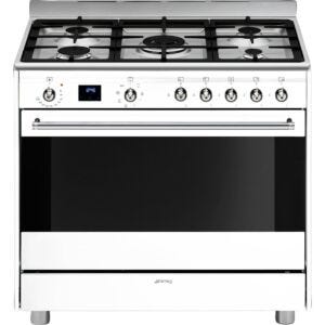 Smeg 90cm White Cooker With Gas Hob - SSA91MAWH2