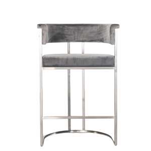 Jost Stainless Steel Bar Stool with Grey Fabric - BC182