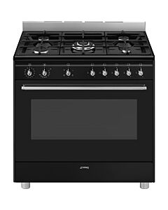 Smeg 90cm Black Cooker With Gas Hob - SSA91GGBL2