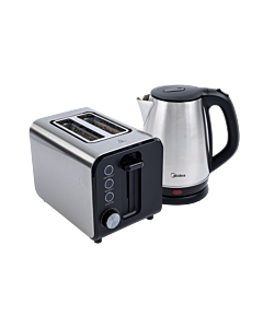 Midea Stainless Steel Deluxe Kettle & 2 Slice Toaster Breakfast Pack - MD-BP-17S30B-RW2L