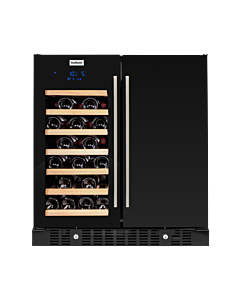 Snomaster 34 Bottle + 95L Black Pro Series Double Door Wine/Beverage Cooler - VT-19DPRO